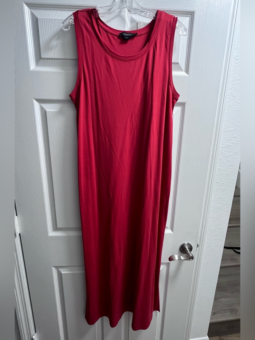 Pendleton Sleeveless Red Midi Dress Women’s Large Stretch Knit Classic